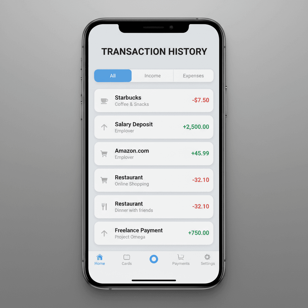 Transaction History in RONET Wallet