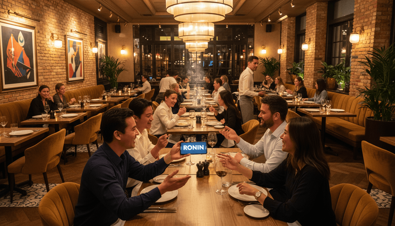 Restaurant customers enjoying dining while using RONIN rewards