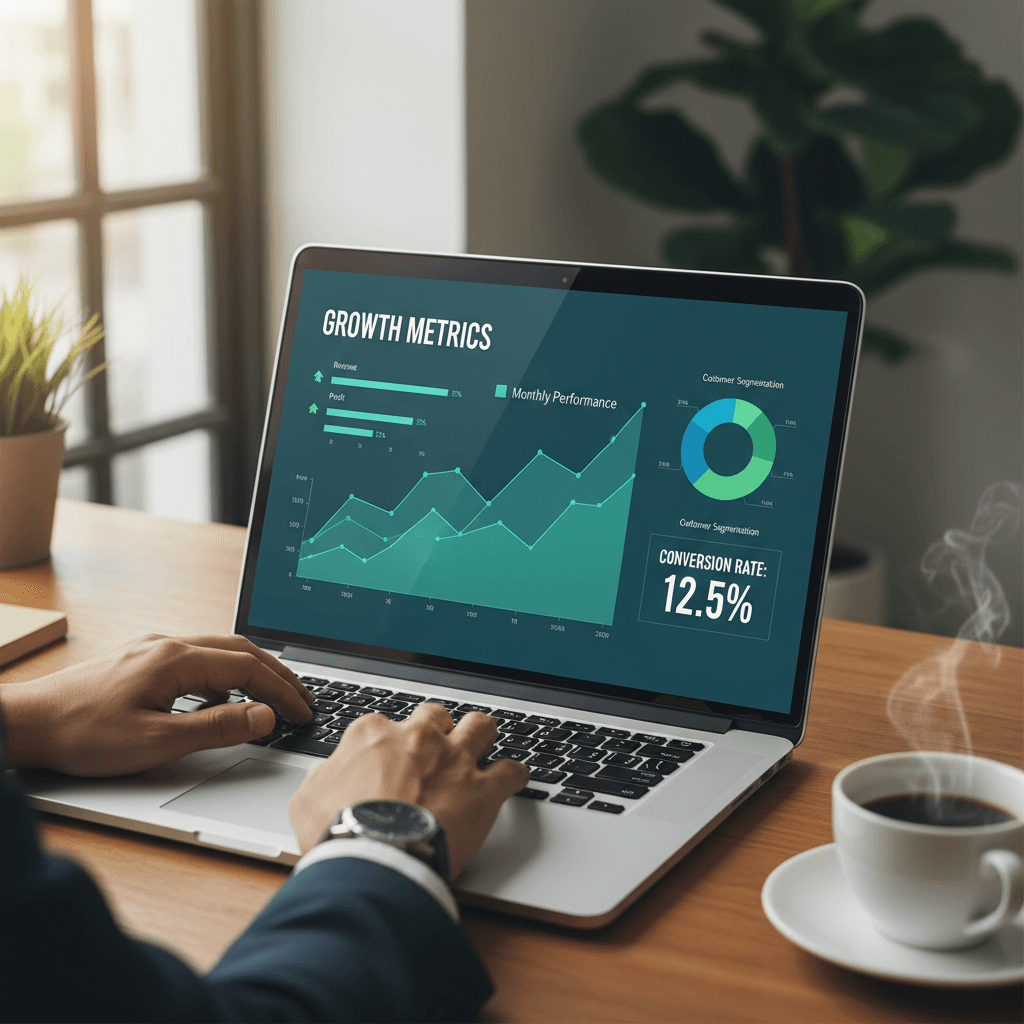 Business owner reviewing RONIN customer analytics